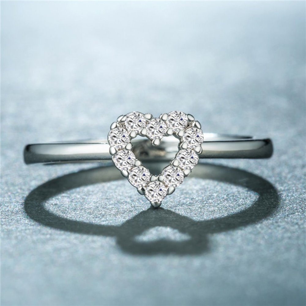 🥰Hollow Tiny Zircon Cute Lovely Simple Heart Rings for Women, INDN8029